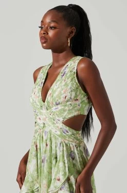 Noya Floral Cutout Maxi Dress -Chic Outfit Shop ACDR101457 LIGHTGREENFLORAL 3
