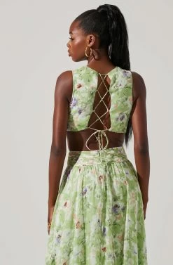 Noya Floral Cutout Maxi Dress -Chic Outfit Shop ACDR101457 LIGHTGREENFLORAL 4