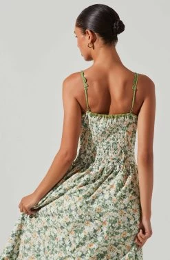 Yamila Floral Eyelet Midi Dress -Chic Outfit Shop ACDR101467 OLIVEYELLOWFLORAL 5