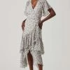 Adella Floral Ruffle Midi Dress -Chic Outfit Shop ACDR101520 GREENPURPLEFLORAL 1