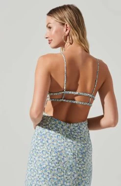 Maritza Floral Smocked Midi Dress -Chic Outfit Shop ACDR101529 BLUEMULTI 4