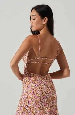 Maritza Floral Smocked Midi Dress -Chic Outfit Shop ACDR101529 COPPERLILACMULTI 6