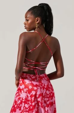 Gala Bustier Cross Strap Midi Dress 20 Gala Bustier Cross Strap Midi Dress -Chic Outfit Shop ACDR101545 REDPINKMULTI 3