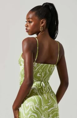 Mabel Retro Floral Bustier Midi Dress -Chic Outfit Shop ACDR101568 CELERYFLORAL 4