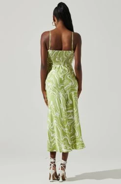 Mabel Retro Floral Bustier Midi Dress -Chic Outfit Shop ACDR101568 CELERYFLORAL 5