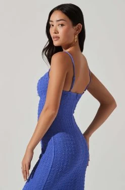 Signy Textured Midi Dress -Chic Outfit Shop ACDR101570L MARINEBLUE 4