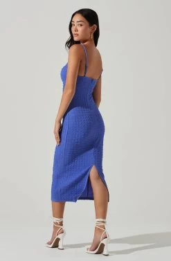 Signy Textured Midi Dress -Chic Outfit Shop ACDR101570L MARINEBLUE 5