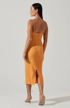 Signy Textured Midi Dress -Chic Outfit Shop ACDR101570L TANGERINE 4