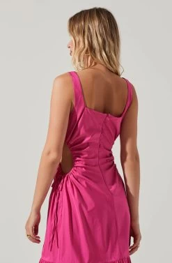 Bridget Side Cutout Tiered Midi Dress -Chic Outfit Shop ACDR101571 FUCHSIA 4