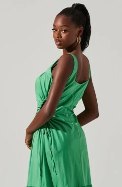 Bridget Side Cutout Tiered Midi Dress -Chic Outfit Shop ACDR101571 GREEN 4