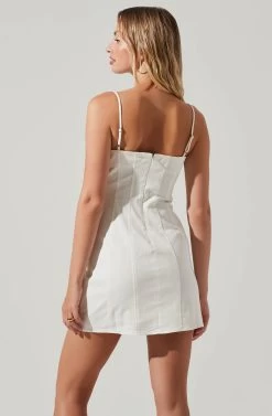 Vietta Ruched Mini Dress -Chic Outfit Shop ACDR101573 OFFWHITE 4