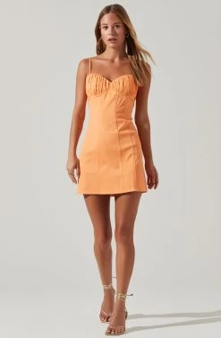 Vietta Ruched Mini Dress -Chic Outfit Shop ACDR101573 PAPAYA 1