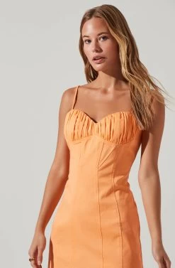 Vietta Ruched Mini Dress -Chic Outfit Shop ACDR101573 PAPAYA 2