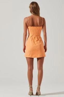 Vietta Ruched Mini Dress -Chic Outfit Shop ACDR101573 PAPAYA 4
