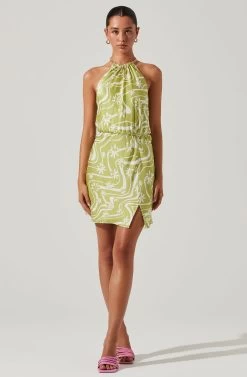 Quinta Retro Floral Halter Mini Dress