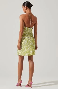 Quinta Retro Floral Halter Mini Dress 14 Quinta Retro Floral Halter Mini Dress -Chic Outfit Shop ACDR101581 CELERYFLORAL 6