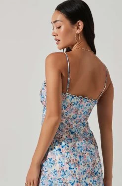 Florentina Floral Midi Dress -Chic Outfit Shop ACDR101584 BLUEPINKFLORAL 4