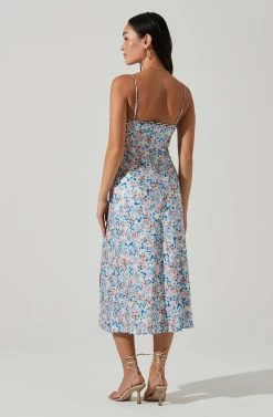 Florentina Floral Midi Dress -Chic Outfit Shop ACDR101584 BLUEPINKFLORAL 5