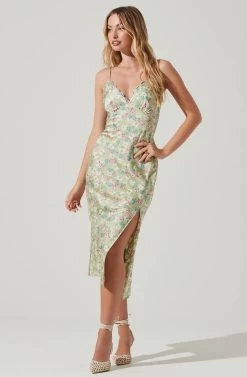Florentina Floral Midi Dress -Chic Outfit Shop ACDR101584 LIMEPINKFLORAL 1