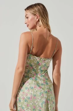 Florentina Floral Midi Dress -Chic Outfit Shop ACDR101584 LIMEPINKFLORAL 5