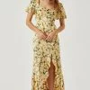 Dayanara Puff Sleeve Floral Maxi Dress 2 Dayanara Puff Sleeve Floral Maxi Dress -Chic Outfit Shop ACDR101589P GREENYELLOWFLORAL 2