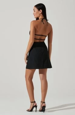Laylin Halter Cutout Mini Dress -Chic Outfit Shop ACDR101590S BLACK 5