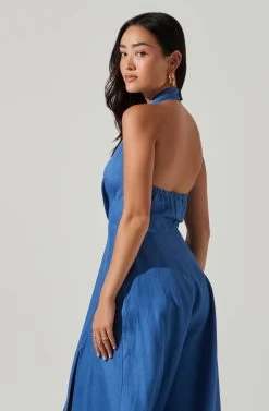 Keava Halter Midi Dress 27 Keava Halter Midi Dress -Chic Outfit Shop ACDR101594 BLUE 4