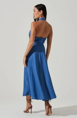 Keava Halter Midi Dress 28 Keava Halter Midi Dress -Chic Outfit Shop ACDR101594 BLUE 5