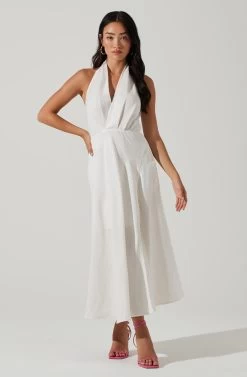 Keava Halter Midi Dress 29 Keava Halter Midi Dress -Chic Outfit Shop ACDR101594 WHITE 1