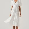 Sandy Polka Dot Puff Sleeve Midi Dress 2 Sandy Polka Dot Puff Sleeve Midi Dress -Chic Outfit Shop ACDR101622 WHITEJACQUARD 1