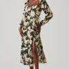Hayden Floral Square Neck Tie Waist Midi Dress -Chic Outfit Shop ACDR101623 BLACKYELLOWFLORAL 1