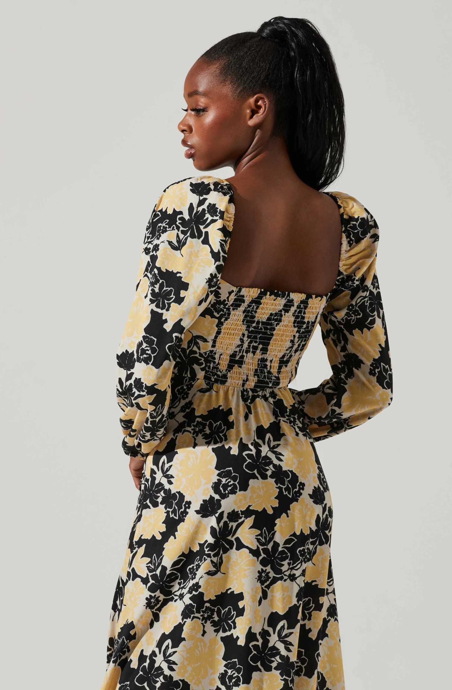 Hayden Floral Square Neck Tie Waist Midi Dress 5 Hayden Floral Square Neck Tie Waist Midi Dress - Image 3
