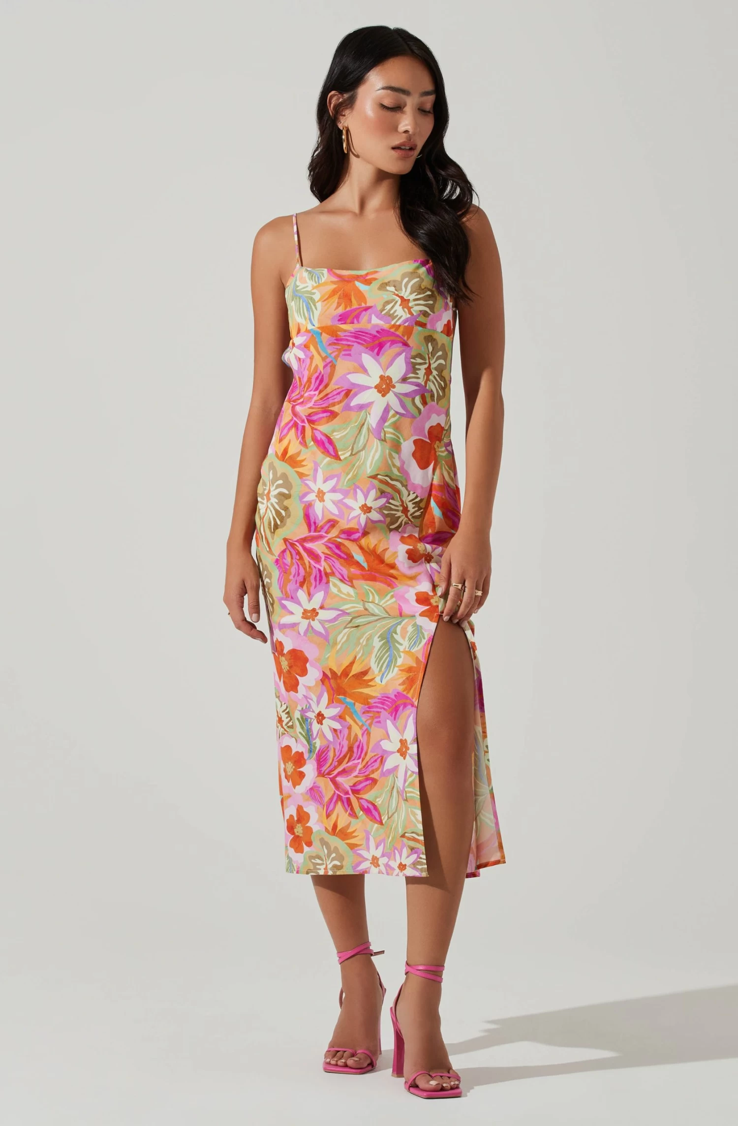 Gabriella Floral Strappy Back Midi Dress 5 Gabriella Floral Strappy Back Midi Dress - Image 3
