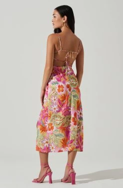Gabriella Floral Strappy Back Midi Dress 11 Gabriella Floral Strappy Back Midi Dress -Chic Outfit Shop ACDR101629L ORANGEPURPLEMULTI 5