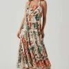 Almina Floral Pleated Midi Dress -Chic Outfit Shop ACDR101638 TAUPEORANGEMULTI 2