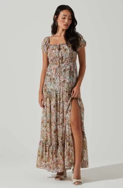 Roseline Off Shoulder Floral Maxi Dress 17 Roseline Off Shoulder Floral Maxi Dress -Chic Outfit Shop ACDR101641 BLUEPINKMULTI 1