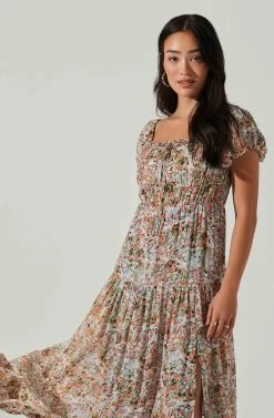 Roseline Off Shoulder Floral Maxi Dress 18 Roseline Off Shoulder Floral Maxi Dress -Chic Outfit Shop ACDR101641 BLUEPINKMULTI 3