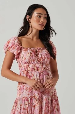 Roseline Off Shoulder Floral Maxi Dress 14 Roseline Off Shoulder Floral Maxi Dress -Chic Outfit Shop ACDR101641 PINKORANGE 3
