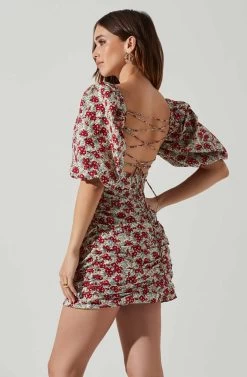 Verina Puff Sleeve Floral Mini Dress 10 Verina Puff Sleeve Floral Mini Dress -Chic Outfit Shop ACDR101662 REDMULTIFLORAL 3