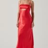 Bellerose Satin Cutout Midi Dress -Chic Outfit Shop ACDR101684 CORAL 1