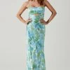 Bellerose Satin Floral Cutout Midi Dress -Chic Outfit Shop ACDR101684 GREENBLUEFLORAL 1 ef00f1df bbf1 4569 8099 23ecdf0867cb
