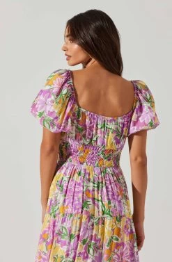 Florentina Sweetheart Neckline Midi Dress -Chic Outfit Shop ACDR101697 PINKFLORAL 3