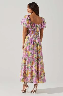 Florentina Sweetheart Neckline Midi Dress -Chic Outfit Shop ACDR101697 PINKFLORAL 4