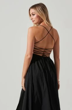 Stasia Smocked Midi Dress -Chic Outfit Shop ACDR101720 BLACK 4