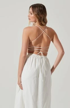 Stasia Smocked Midi Dress -Chic Outfit Shop ACDR101720 WHITE 5