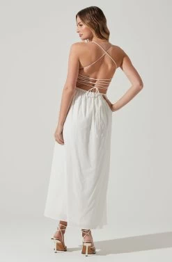 Stasia Smocked Midi Dress -Chic Outfit Shop ACDR101720 WHITE 6