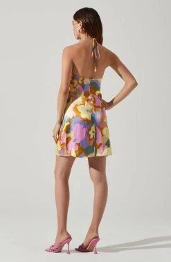 Minda Floral Halter Mini Dress -Chic Outfit Shop ACDR101727 LIMERUSTFLORAL 4