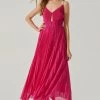 Loralee Pleated Midi Dress -Chic Outfit Shop ACDR101790 FUCSHIA 1