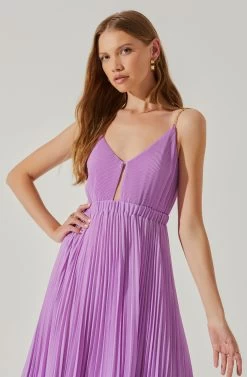 Loralee Pleated Midi Dress 21 Loralee Pleated Midi Dress -Chic Outfit Shop ACDR101790 LAVENDER 3