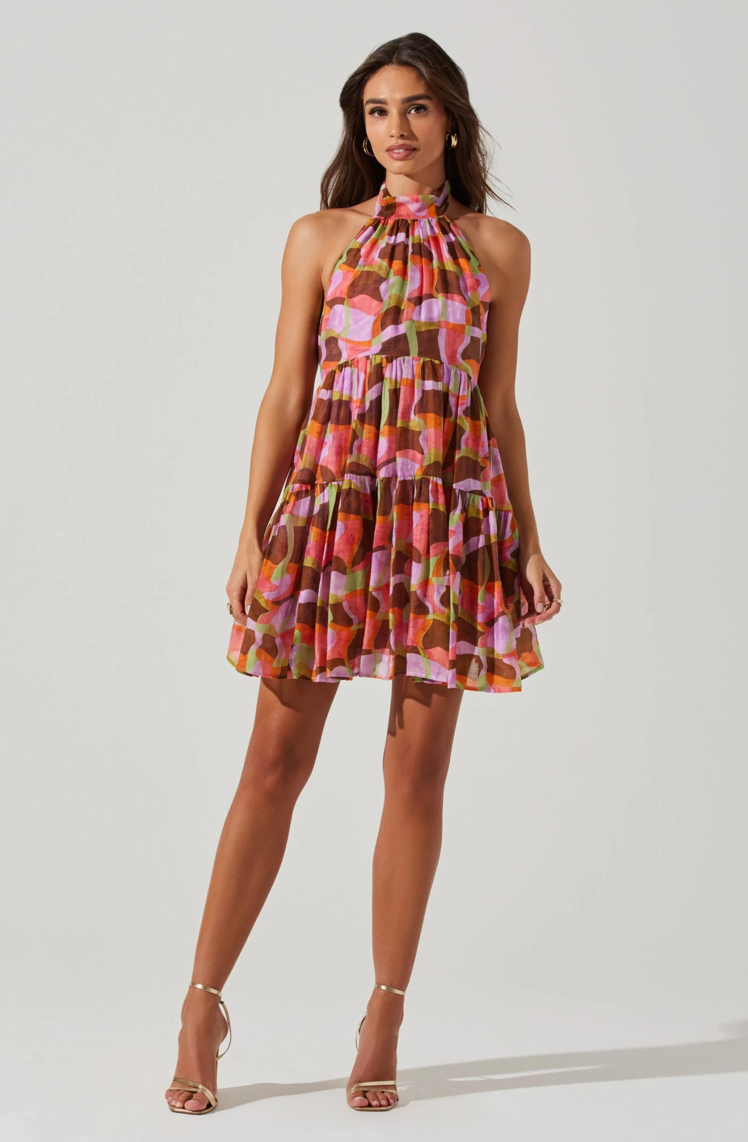 Joetta Abstract Print Halter Mini Dress 3 Joetta Abstract Print Halter Mini Dress